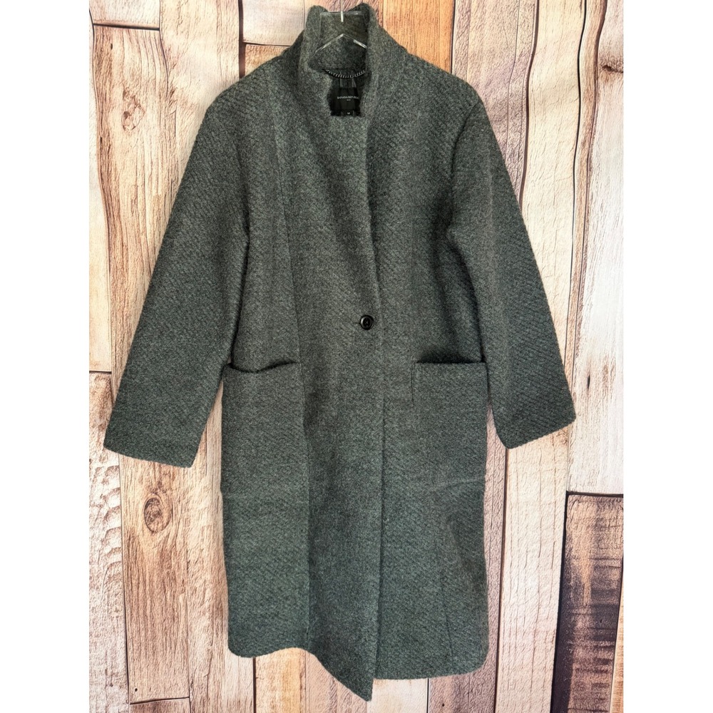 Banana Republic Factory Long Knit Wool Twill Coat Dark Charcoal Medium Fall NWT